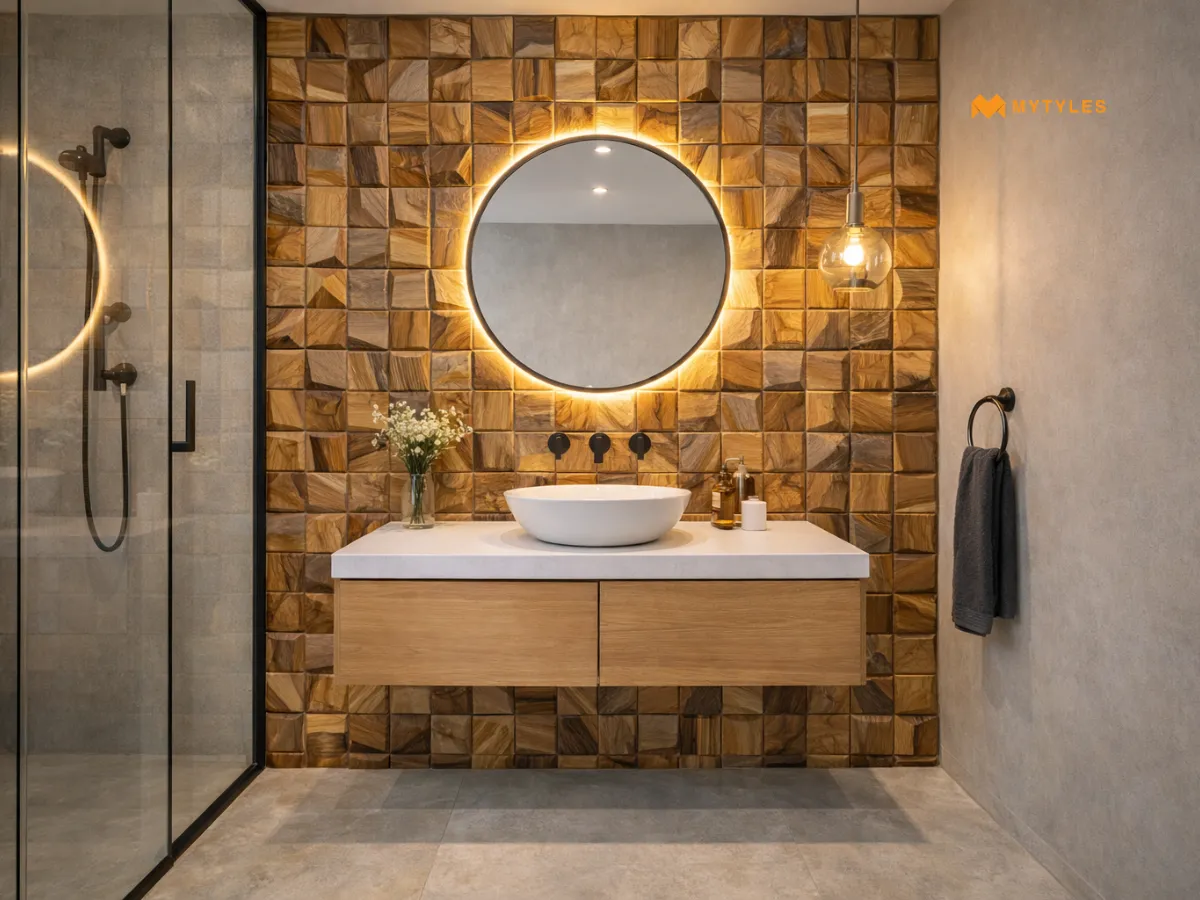 Brown 3D Wooden Mosaic Wall Tile